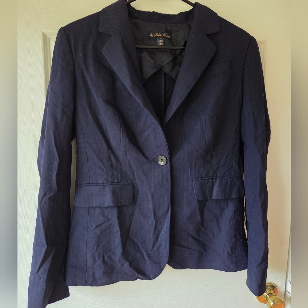 Brooks Brothers Women's Navy Blazer 6 100% Wool Pinstripe Brookscool $498